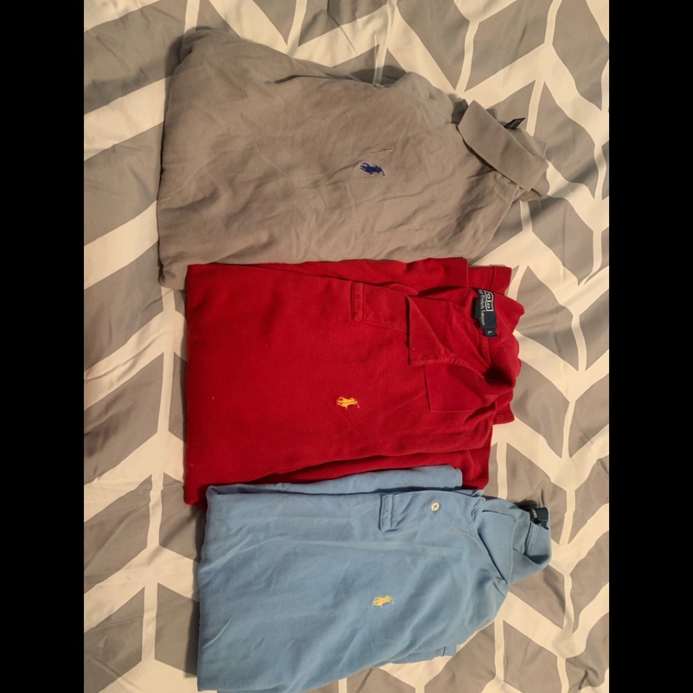 Lot 3 three men’s large polo shirts